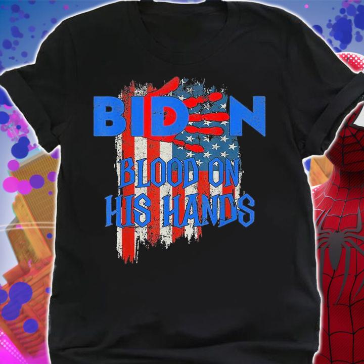 Biden Blood On His Hands USA Flag Vintage Biden Handprint T-Shirt shirt