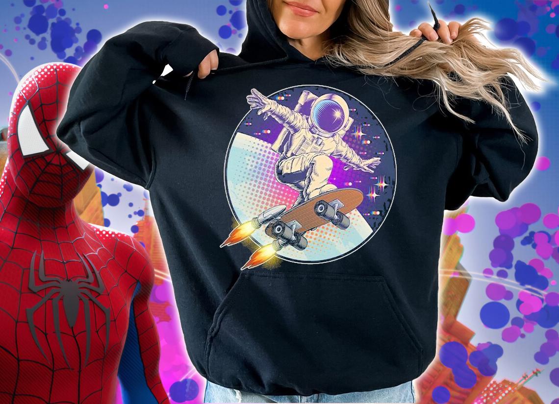 Retro rocket skateboarding space astronaut shirt