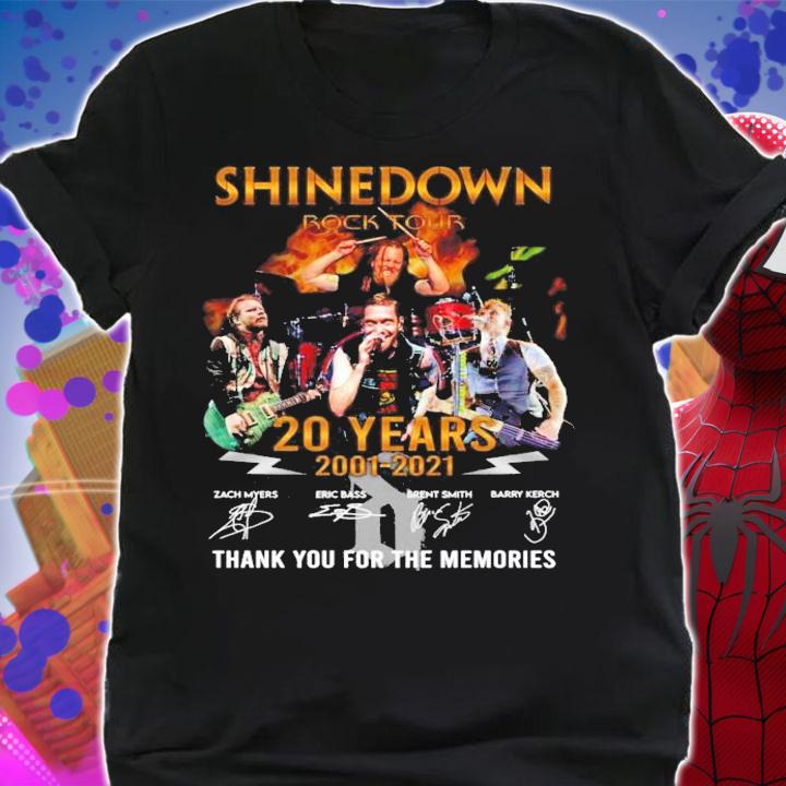 Shinedown Rock Tour 20 Years 2001-2021 Signatures Thank You For The Memories Shirt