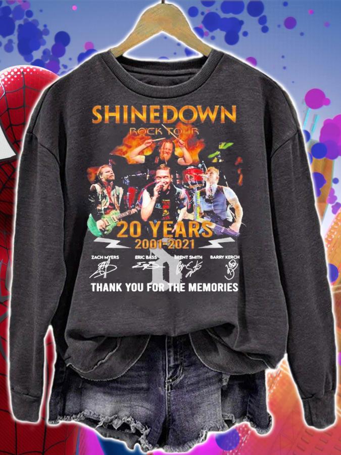 Shinedown Rock Tour 20 Years 2001-2021 Signatures Thank You For The Memories Shirt