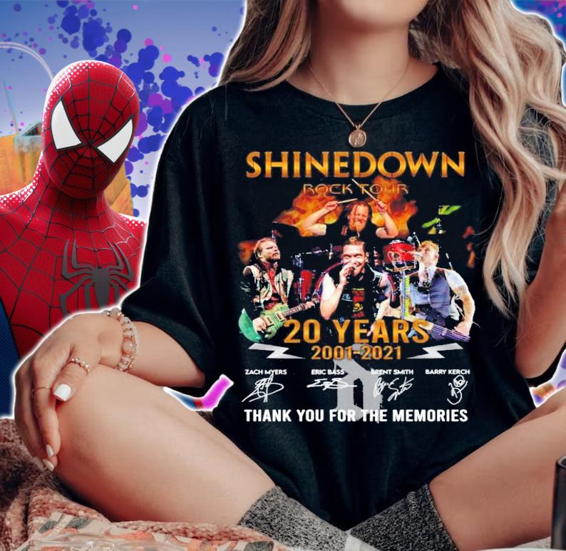 Shinedown Rock Tour 20 Years 2001-2021 Signatures Thank You For The Memories Shirt