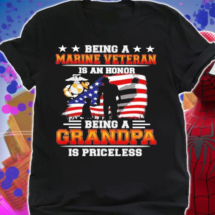 Being Marine Veteran being a grandpa is priceless shirt