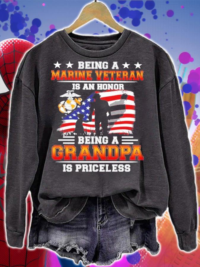 Being Marine Veteran being a grandpa is priceless shirt