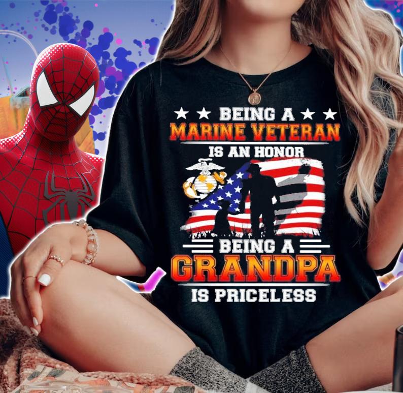 Being Marine Veteran being a grandpa is priceless shirt