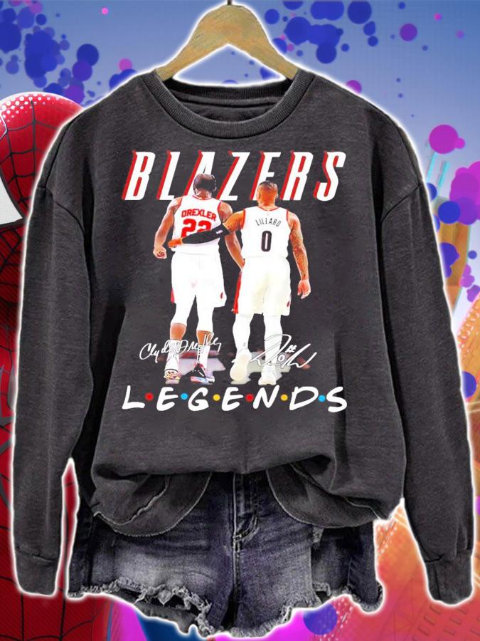 Blazers Legends Drexler Lillard signatures shirt sweatshirt