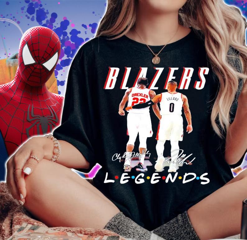 Blazers Legends Drexler Lillard signatures shirt woman shirt
