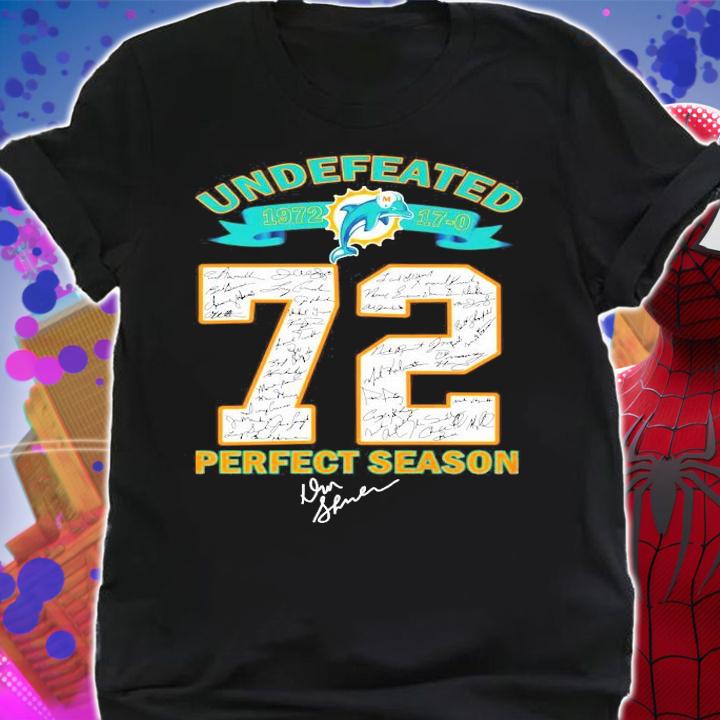 Miami Dolphins 72 Undefeated 1972 17-0 perfect season signatures t-shirt