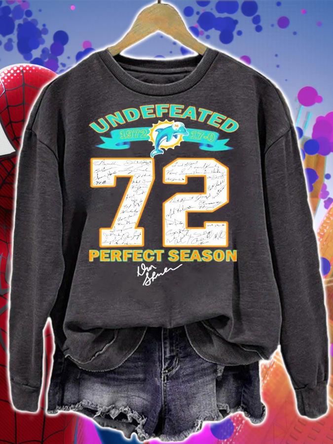 Miami Dolphins 72 Undefeated 1972 17-0 perfect season signatures t-shirt