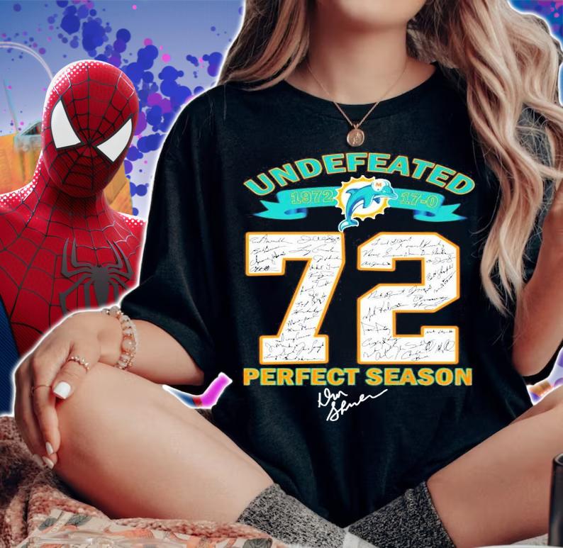 Miami Dolphins 72 Undefeated 1972 17-0 perfect season signatures t-shirt