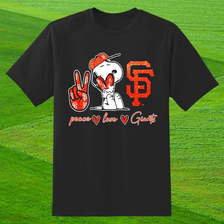 Hot Snoopy Peace Love San Francisco Giants T-Shirt