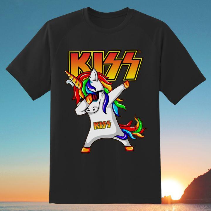 Cute Dabbing Rainbow Unicorn Hip Hop Kiss Band Shirt