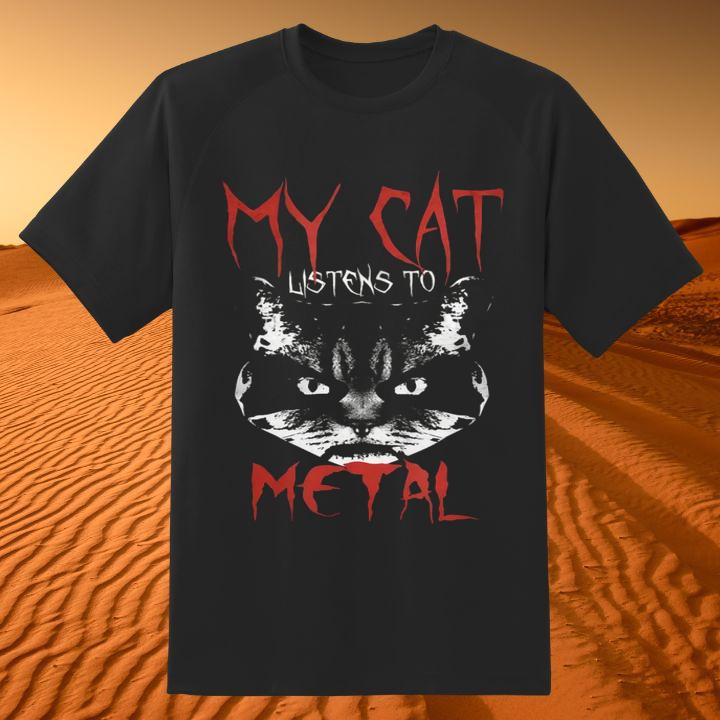 My Cat Listens To Metal Rock Black T-Shirt
