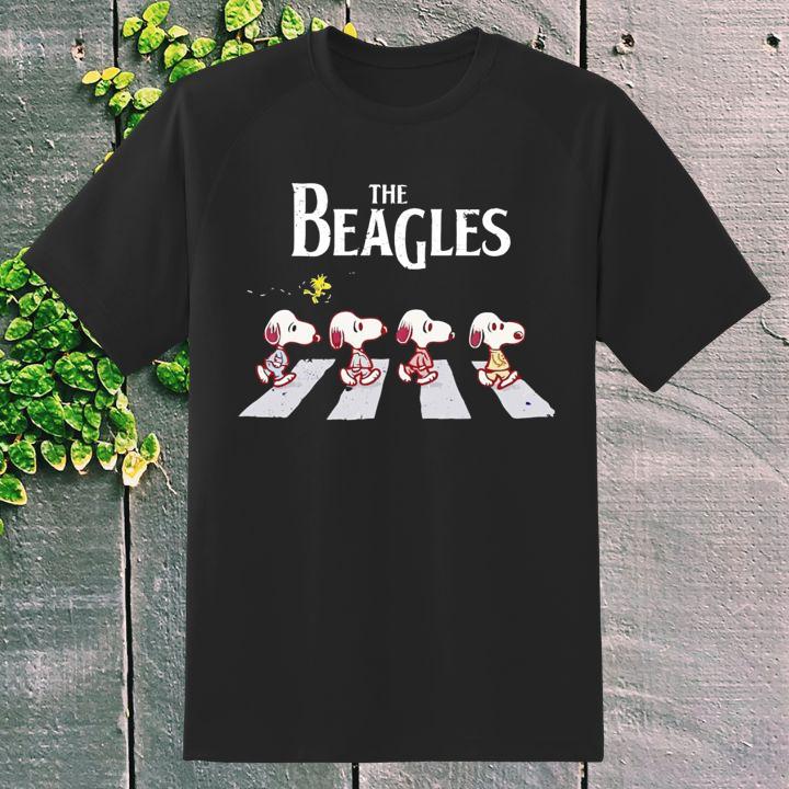 The Beagles Snoopy And Woodstock Abbey Road Peanuts T-Shirt