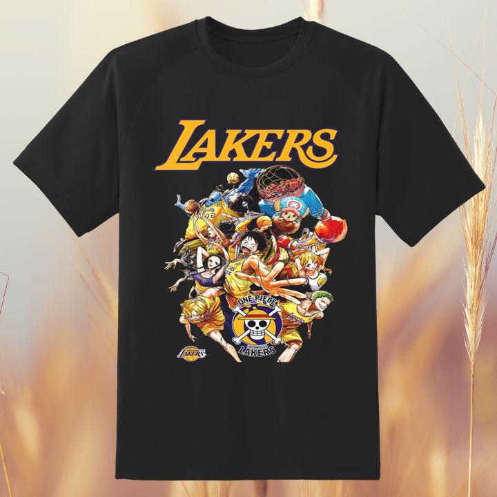 The Straw Hat Pirates Los Angeles Lakers One Piece Funny Basketball T-Shirt