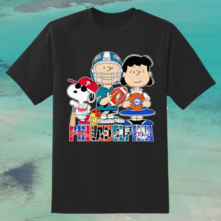 The Peanuts Snoopy Woodstock Charlie Lucy Philadelphia Sports T-Shirt