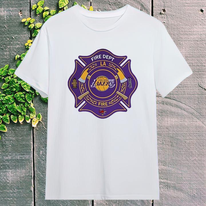 Fire Dept Los Angeles Lakers Logo Basketball Firefighter T-Shirt
