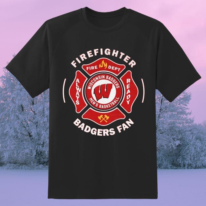 Fire Dept Wisconsin Badgers Logo Mens Basketball Firefighter T-Shirt