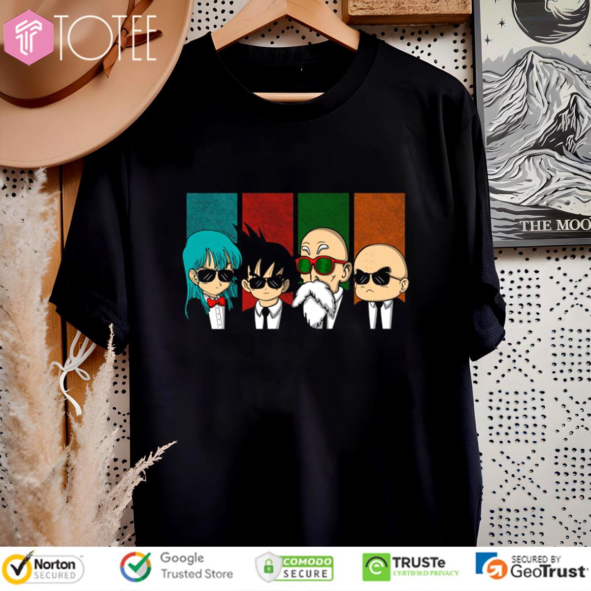 Bulma Goku Roshi Krillin Dragon Ball Z Characters Parody MIB T-Shirt