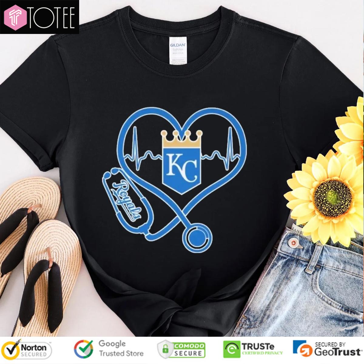 Stethoscope Kansas City Royals Heart Nurse T-Shirt