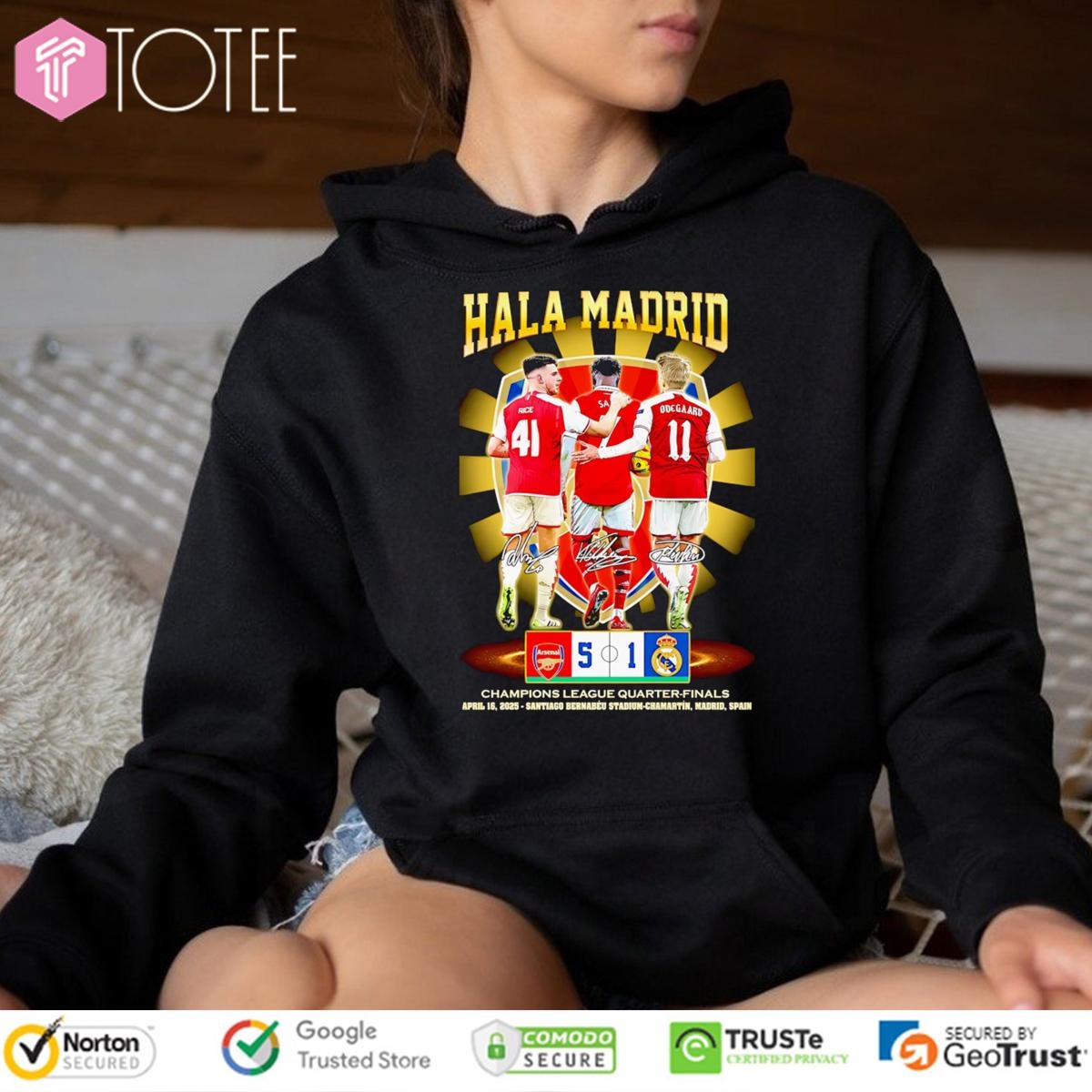 Arsenal F.C. Hala Madrid Champions League Quarter Finals Signatures hoodie