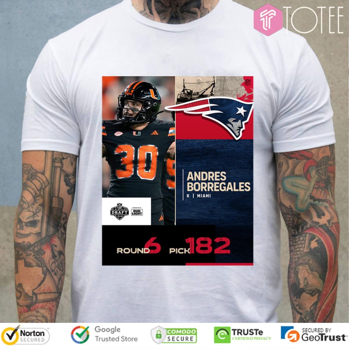 Andres Borregales New England Patriots 2025 Nfl Draft Poster T-shirt